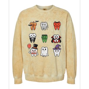 Ghost Pumpkin Witch Cute Dental Halloween Dentist Colorblast Crewneck Sweatshirt