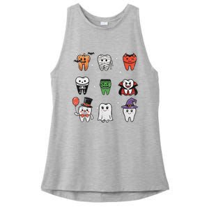 Ghost Pumpkin Witch Cute Dental Halloween Dentist Ladies PosiCharge Tri-Blend Wicking Tank