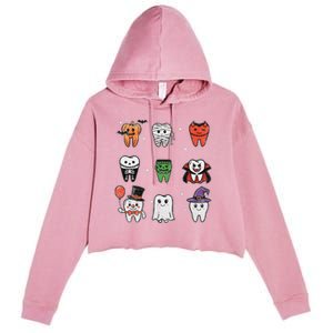 Ghost Pumpkin Witch Cute Dental Halloween Dentist Crop Fleece Hoodie