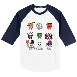 Ghost Pumpkin Witch Cute Dental Halloween Dentist Baseball Sleeve Shirt