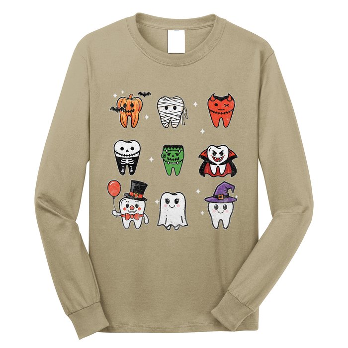 Ghost Pumpkin Witch Cute Dental Halloween Dentist Long Sleeve Shirt