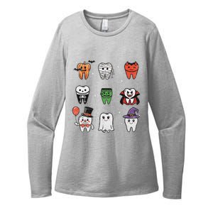 Ghost Pumpkin Witch Cute Dental Halloween Dentist Womens CVC Long Sleeve Shirt