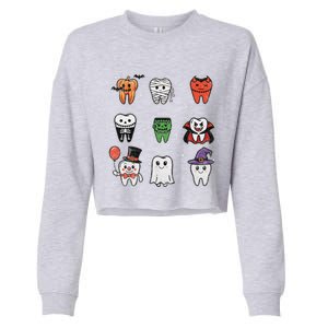 Ghost Pumpkin Witch Cute Dental Halloween Dentist Cropped Pullover Crew