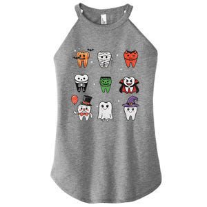 Ghost Pumpkin Witch Cute Dental Halloween Dentist Women's Perfect Tri Rocker Tank