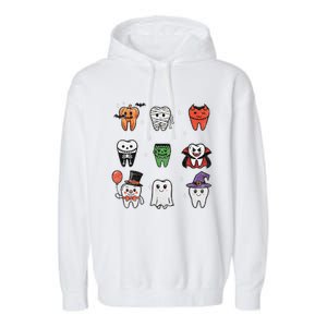 Ghost Pumpkin Witch Cute Dental Halloween Dentist Garment-Dyed Fleece Hoodie