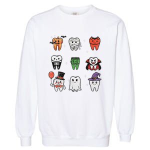 Ghost Pumpkin Witch Cute Dental Halloween Dentist Garment-Dyed Sweatshirt