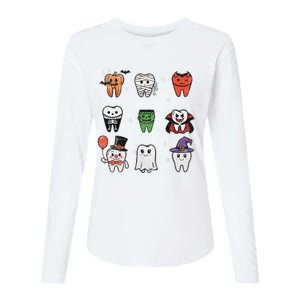 Ghost Pumpkin Witch Cute Dental Halloween Dentist Womens Cotton Relaxed Long Sleeve T-Shirt