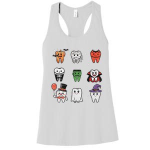 Ghost Pumpkin Witch Cute Dental Halloween Dentist Women's Racerback Tank