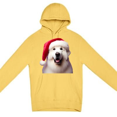 Great Pyrenees With Santa Hat Christmas Dog Owner Lover Mom Gift Premium Pullover Hoodie