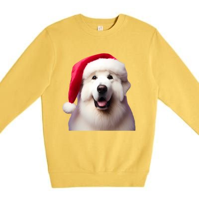 Great Pyrenees With Santa Hat Christmas Dog Owner Lover Mom Gift Premium Crewneck Sweatshirt