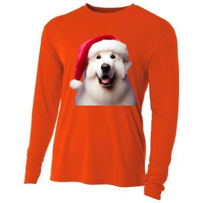 Great Pyrenees With Santa Hat Christmas Dog Owner Lover Mom Gift Cooling Performance Long Sleeve Crew