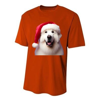 Great Pyrenees With Santa Hat Christmas Dog Owner Lover Mom Gift Performance Sprint T-Shirt