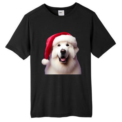 Great Pyrenees With Santa Hat Christmas Dog Owner Lover Mom Gift Tall Fusion ChromaSoft Performance T-Shirt