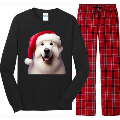 Great Pyrenees With Santa Hat Christmas Dog Owner Lover Mom Gift Long Sleeve Pajama Set