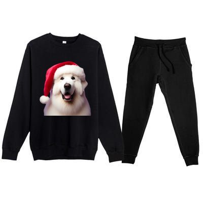 Great Pyrenees With Santa Hat Christmas Dog Owner Lover Mom Gift Premium Crewneck Sweatsuit Set