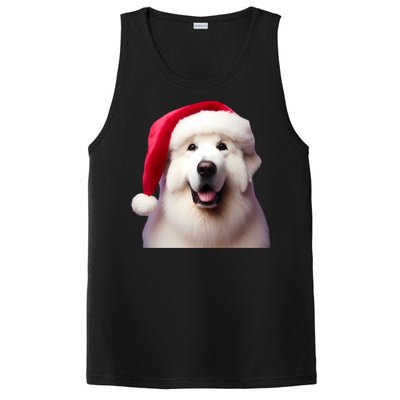 Great Pyrenees With Santa Hat Christmas Dog Owner Lover Mom Gift PosiCharge Competitor Tank