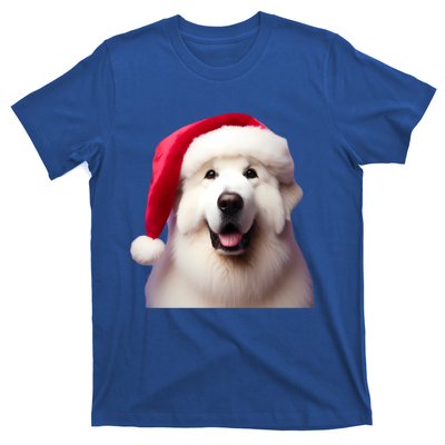 Great Pyrenees With Santa Hat Christmas Dog Owner Lover Mom Gift T-Shirt