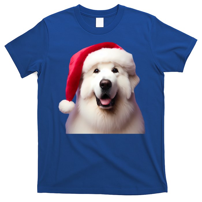 Great Pyrenees With Santa Hat Christmas Dog Owner Lover Mom Gift T-Shirt