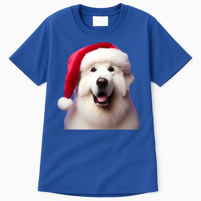 Great Pyrenees With Santa Hat Christmas Dog Owner Lover Mom Gift Tall T-Shirt