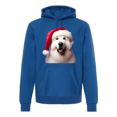 Great Pyrenees With Santa Hat Christmas Dog Owner Lover Mom Gift Premium Hoodie