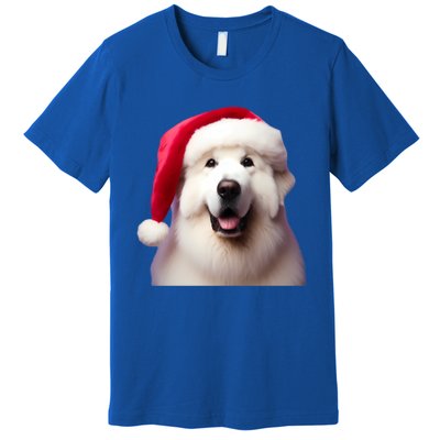 Great Pyrenees With Santa Hat Christmas Dog Owner Lover Mom Gift Premium T-Shirt