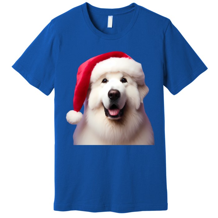 Great Pyrenees With Santa Hat Christmas Dog Owner Lover Mom Gift Premium T-Shirt