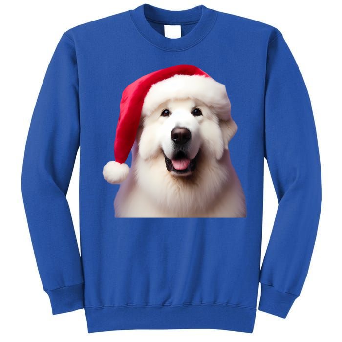 Great Pyrenees With Santa Hat Christmas Dog Owner Lover Mom Gift Tall Sweatshirt