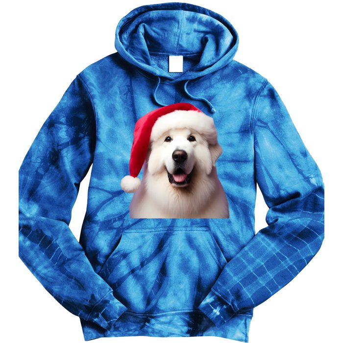 Great Pyrenees With Santa Hat Christmas Dog Owner Lover Mom Gift Tie Dye Hoodie