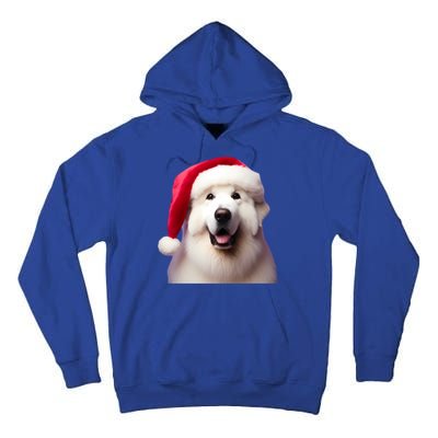 Great Pyrenees With Santa Hat Christmas Dog Owner Lover Mom Gift Tall Hoodie