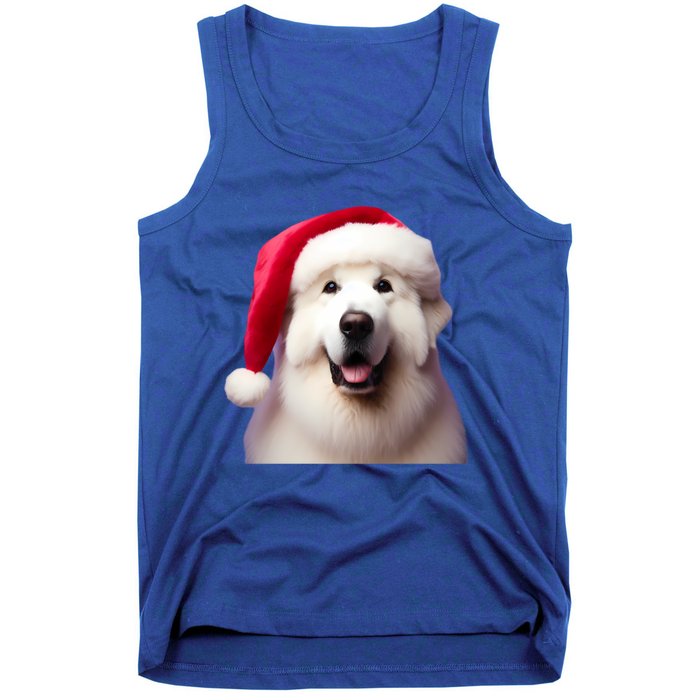 Great Pyrenees With Santa Hat Christmas Dog Owner Lover Mom Gift Tank Top