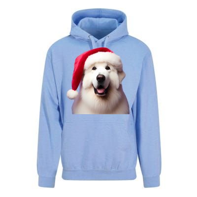 Great Pyrenees With Santa Hat Christmas Dog Owner Lover Mom Gift Unisex Surf Hoodie