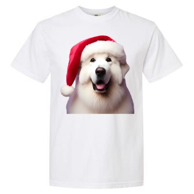 Great Pyrenees With Santa Hat Christmas Dog Owner Lover Mom Gift Garment-Dyed Heavyweight T-Shirt