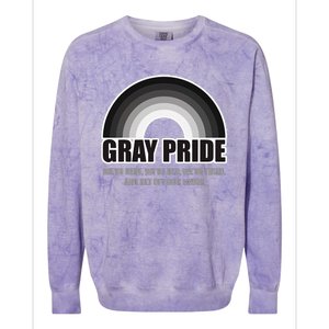 Gray Pride WeRe Here WeRe Old And Get Off Our Lawn Colorblast Crewneck Sweatshirt