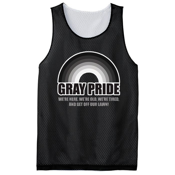 Gray Pride WeRe Here WeRe Old And Get Off Our Lawn Mesh Reversible Basketball Jersey Tank