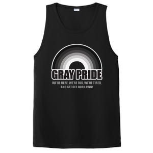 Gray Pride WeRe Here WeRe Old And Get Off Our Lawn PosiCharge Competitor Tank