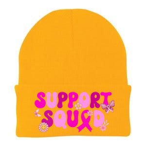 Groovy Pink Warrior Breast Cancer Awareness Support Squad Gift Knit Cap Winter Beanie