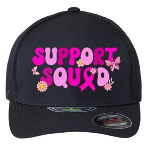 Groovy Pink Warrior Breast Cancer Awareness Support Squad Gift Flexfit Unipanel Trucker Cap