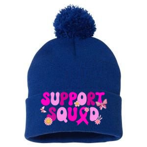 Groovy Pink Warrior Breast Cancer Awareness Support Squad Gift Pom Pom 12in Knit Beanie