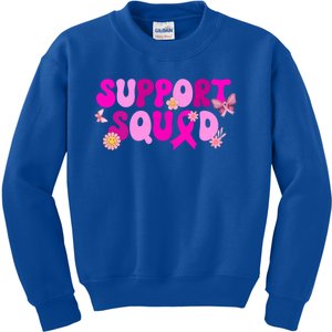 Groovy Pink Warrior Breast Cancer Awareness Support Squad Gift Kids Sweatshirt