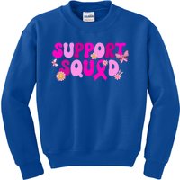 Groovy Pink Warrior Breast Cancer Awareness Support Squad Gift Kids Sweatshirt