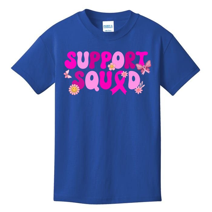 Groovy Pink Warrior Breast Cancer Awareness Support Squad Gift Kids T-Shirt