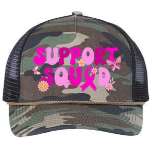 Groovy Pink Warrior Breast Cancer Awareness Support Squad Gift Retro Rope Trucker Hat Cap