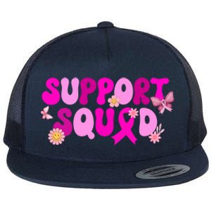 Groovy Pink Warrior Breast Cancer Awareness Support Squad Gift Flat Bill Trucker Hat