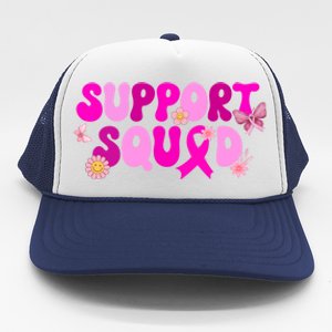 Groovy Pink Warrior Breast Cancer Awareness Support Squad Gift Trucker Hat