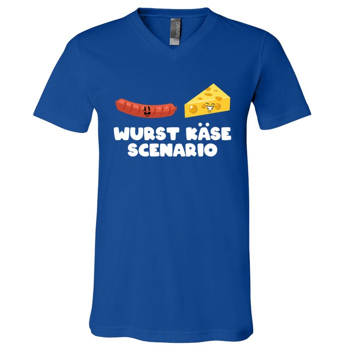 Ger Pun Wurst KäSe Scenario Sausage Cheese Funny Dad Joke Gift V-Neck T-Shirt