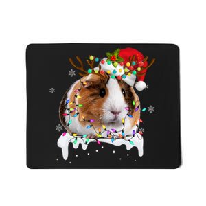 Guinea Pig With Christmas Lights And Santa Hat Xmas Animal Mousepad