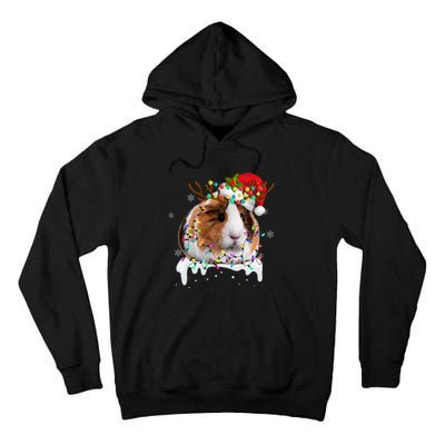 Guinea Pig With Christmas Lights And Santa Hat Xmas Animal Tall Hoodie