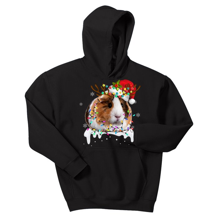 Guinea Pig With Christmas Lights And Santa Hat Xmas Animal Kids Hoodie