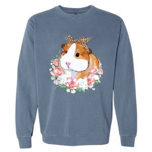 Guinea Pig With Leopard Headband Flower Guinea Pig Lovers Garment-Dyed Sweatshirt