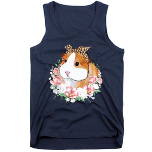 Guinea Pig With Leopard Headband Flower Guinea Pig Lovers Tank Top